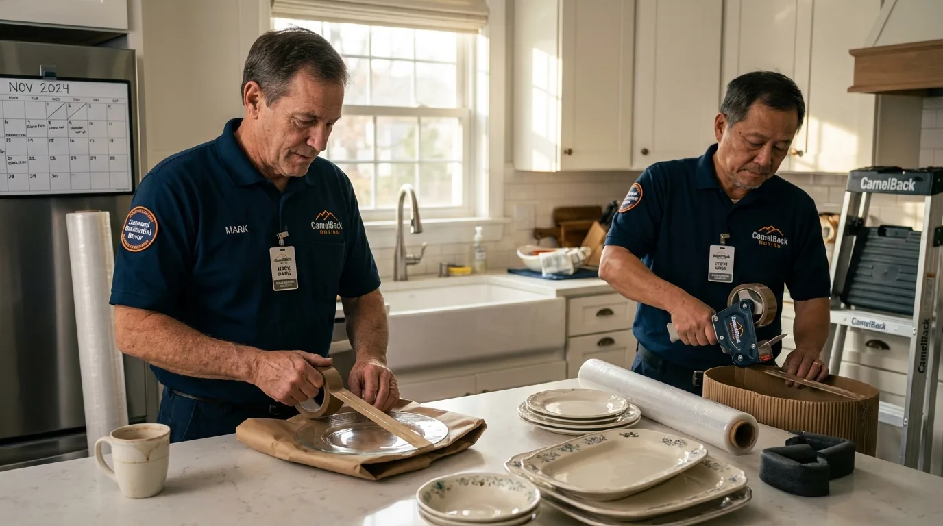 Professional crew packing kitchen dishware in Fair Grove, MO